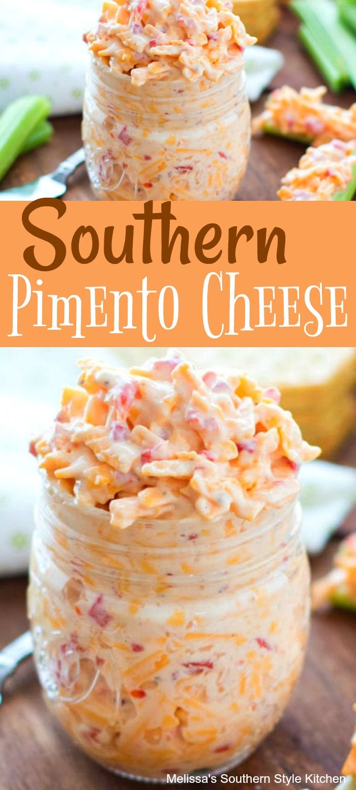 two mason jars filled with homemade southern pimento cheese