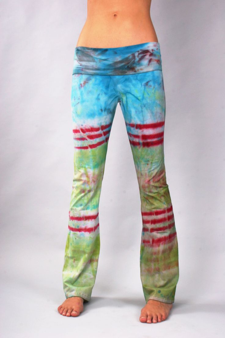 "Using Plant-Based Dye, Organic USA Cotton & High Quality Spandex 96% cotton; 4% spandex HAND MADE IN THE DREAM STATES USA by Tristan & Hannah Items will be hand painted just like listings you see above. We will then create some awesome art images based on the inspiration you give us. No super specifics needed. Just list a theme in the personalization notes section, or request \"AS SEEN\" The finished product we create from your ideas will be marvelously unique and one of a kind. Made ju Fitted Cotton Hippie Pants, Fitted Hippie Cotton Pants, Casual Stretch Tie Dye Pants, Fitted Tie Dye Cotton Bottoms, Fitted Cotton Tie Dye Bottoms, Fitted Cotton Yoga Pants For Summer, Fitted Cotton Tie-dye Bottoms, Casual Fitted Tie-dye Pants, Casual Fitted Tie Dye Pants