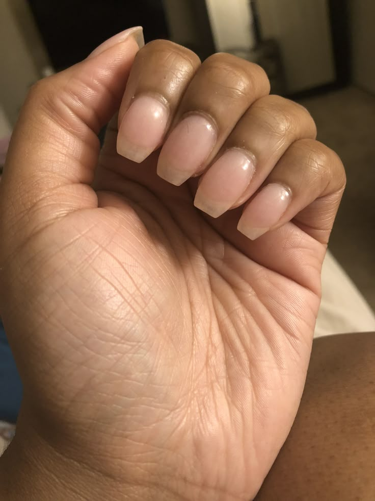 Short Nails Long Fingers, Short Curved Nails Coffin, Coffin Deep C Nails Short, Short Acrylic Nails Ballerina Shape, Short Coffin Shape Nails Christmas, Nail Shape Ballerina, Coffin Natural Nails, Balarina Nails Medium, Natural Coffin Shape Nails