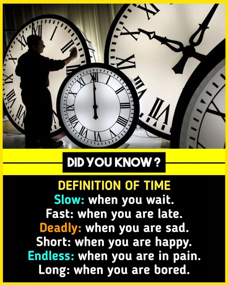 a man standing in front of two clocks with the words, did you know? definition of time slow when you are late