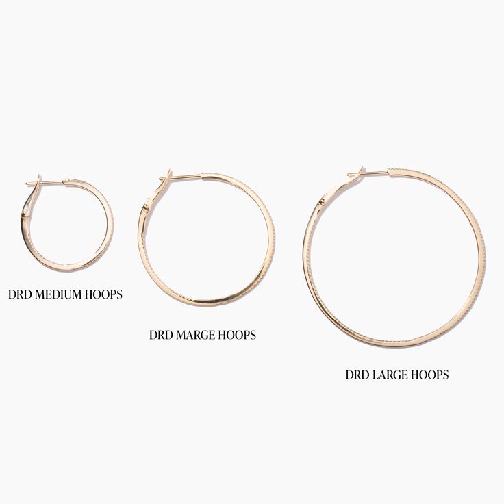 Bigger than our mediums, smaller than our larges, introducing: The Marge. The perfect in-between size dainty diamond hoop earring is here at last. Set with 0.42ctw of sparkling white diamonds on the outside and inside, these 14 karat gold hoops shine from any angle. No jewelry collection is complete without a pair of skinny diamond hoops. Versatile and chic, these stunners will go with any outfit. Our DRD Medium-Large Hoops are available in 14k white, yellow, and rose gold, and feature a snap-ba Here At Last, Dana Rebecca Designs, Kids Bracelets, Buddha Pendant, Climber Earrings, Bridal Engagement Rings, Solitaire Studs, Diamond Education, Mens Band