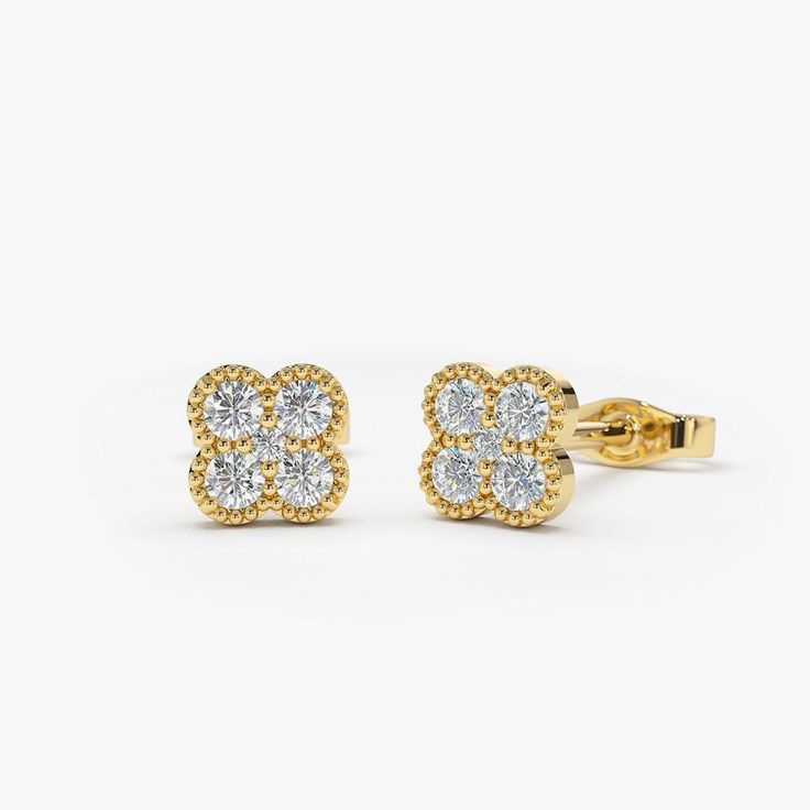 Made to Order
Gold Kt: 14K (also available in 18K)
Available Gold Color: Rose Gold, Yellow Gold, White Gold
Round Diamond: 8 pcs 2.0MM 
Round Diamond: 2 pcs 1.3MM 
Number of Stones: 10 (for the pair)
Total CTW: 0.33 Ctw (for the pair)
Diamond Color-Clarity: G Color Si Clarity Classic Diamond Cluster Earrings In Gold, Classic Gold Diamond Cluster Earrings, Luxury Yellow Gold Cluster Earrings With Halo Design, Luxury Yellow Gold Halo Cluster Earrings, Classic 14k Yellow Gold Cluster Earrings, Classic Gold Cluster Earrings For Formal Occasions, Luxury Yellow Gold Cluster Earrings For Anniversary, Elegant Yellow Gold Cluster Earrings As Gift, Elegant Gold Cluster Earrings With Pave Setting