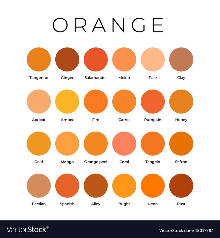 an orange color chart with different shades