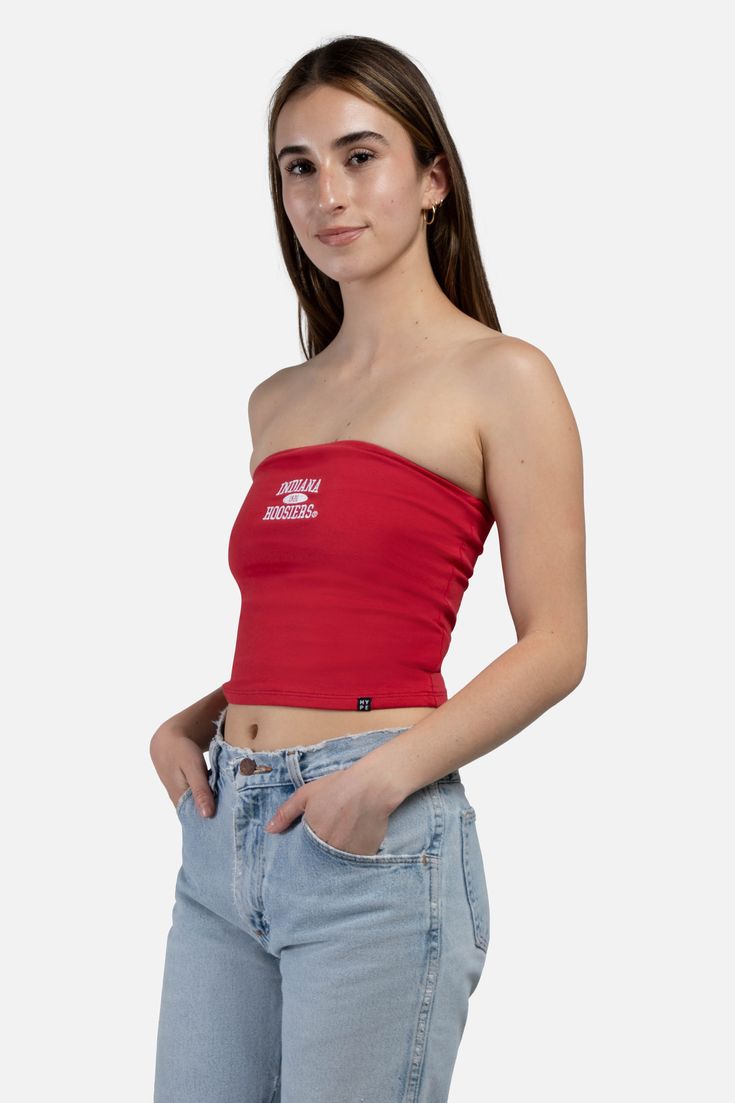 Our best-selling Tube Top is a must have for your college closet! Made with a double layer of ultra soft cotton spandex. SIZING AND DETAILS Sizing: XS-XXL Form fitting 95% Cotton, 5% Spandex Screenprint or embroidered logo application P.S. We’d love to see you repping this style! Make sure to tag us (@hypeandvice) to be featured :) Casual Elastane Tops, Fitted Athleisure Tops For College, Casual Seamless Elastane Top, Red Fitted Cotton Tops, Fitted Casual Tank Top For Streetwear, Summer Cotton Crop Top For College, Cotton Crop Top For Summer College Days, Cotton Crop Top For College In Summer, Cotton Tank Top For Streetwear