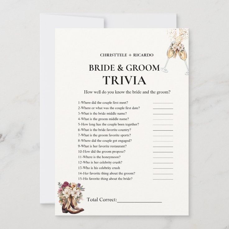 the bride and groom's trivia game