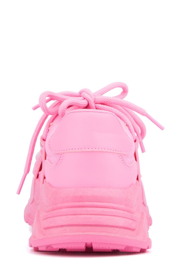 This street-ready sneaker hits the scene with plush materials, trend-forward colors and incredible cushioning. Lace-up style Textile and synthetic upper/textile lining/rubber sole Imported Pink Synthetic Platform Sneakers For Streetwear, Trendy Synthetic Platform Sneakers With Studded Outsoles, Trendy Pink Synthetic Platform Sneakers, Trendy Pink Chunky Sneakers With Rubber Sole, Pink Synthetic Platform Sneakers, Pink Mesh Chunky Sneakers With Round Toe, Pink Chunky Sneakers With Rubber Sole For Sports, Pink Chunky Sneakers For Sports With Rubber Sole, Athleisure Synthetic Platform Sneakers With Laces