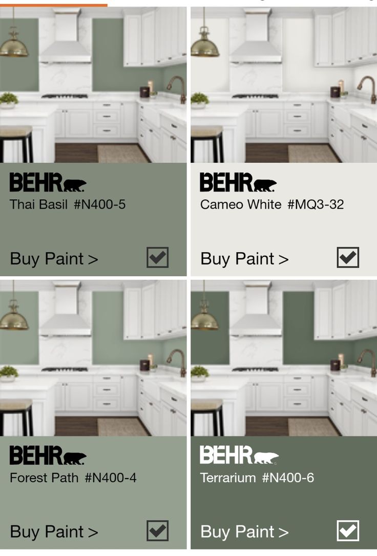 the app is showing different kitchen paint colors and options for each room in the house