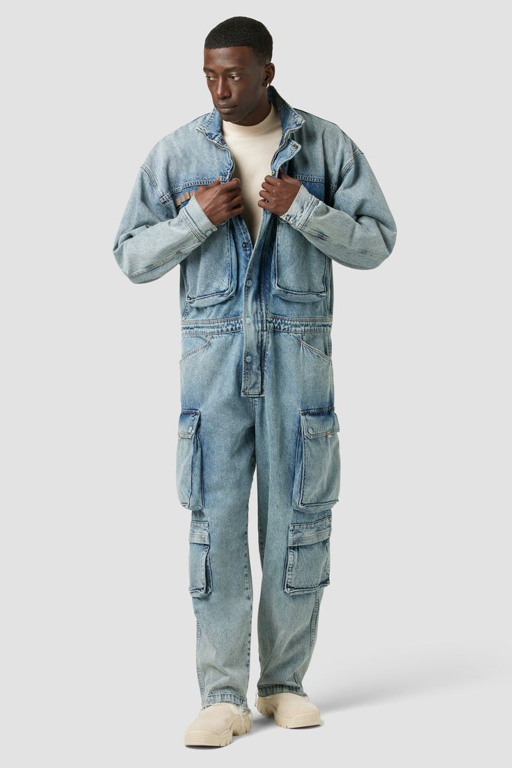 Description From our collab with stylist Zoe Costello, our Brigade Work Jumpsuit is a revved-up rendition on a classic, cut with ample utility pockets from premium non-stretch denim in the Infamous wash. Product Details Front Rise: 13", Leg Opening: 17.25", Inseam: 32", Body Length: 22.75", Chest: 51.5", Sleeve Length: 24.25"Model Height 6’1"Model wearing size MMeasurements based on size M Fit & Care Content: 100% CottonMachine wash cold with like colorsDo not bleachTumble dry low or hang to dry Streetwear Denim Overall Jumpsuit With Pockets, Utility Style Denim Blue Overalls For Streetwear, Denim Blue Utility Overalls For Streetwear, Utility Denim Jumpsuit With Pockets For Streetwear, Utility Style Denim Jumpsuit With Pockets, Denim Utility Jumpsuit With Pockets, Utility Denim Overall Jumpsuit With Pockets, Utility Overalls With Cargo Pockets And Relaxed Fit, Relaxed Fit Utility Denim Jumpsuit With Patch Pockets