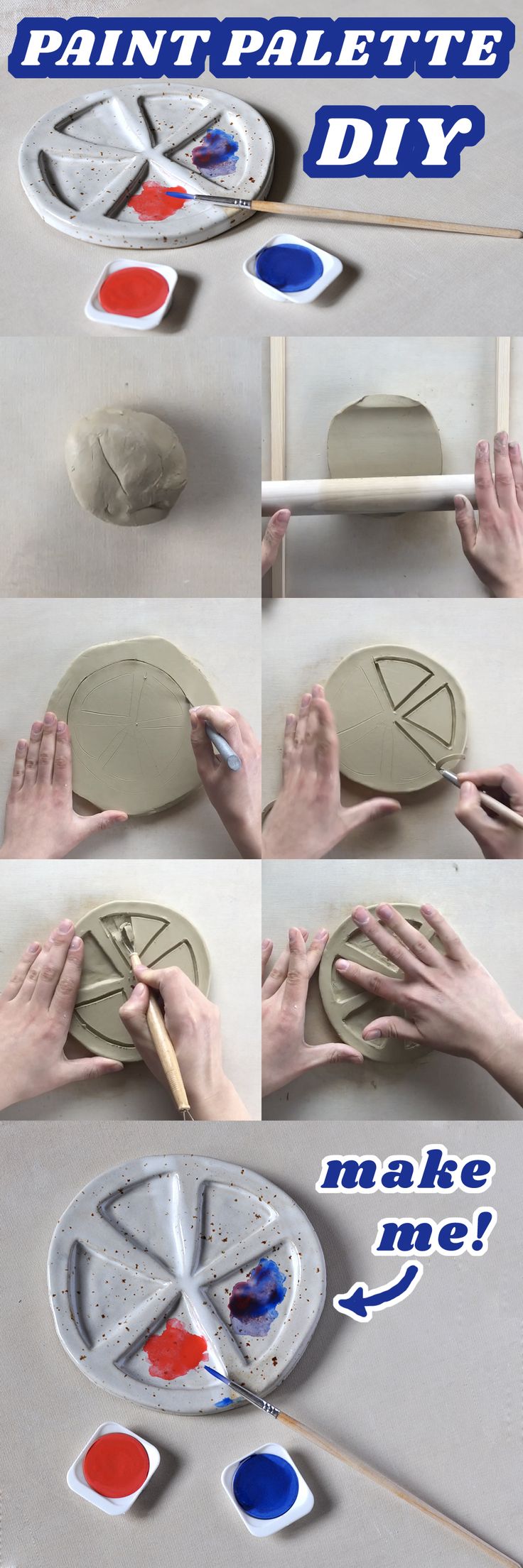 how to make an art project with paint palettes and paper plates - step by step instructions