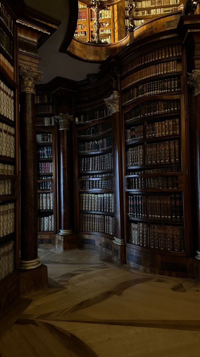 an old library with many bookshelves and chandelier in the ceiling,