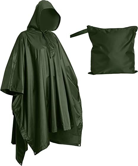 Heavy Duty Rain Poncho for Backpacking, Waterproof Lightweight for Adults, Military, Emergency, Camping, Men, Women Military Poncho, Outdoor Music Festival, Poncho Men, Rain Cape, Outdoor Music, Rain Poncho, Outdoor Backpacks, Pvc Coat, Backpacking Packing