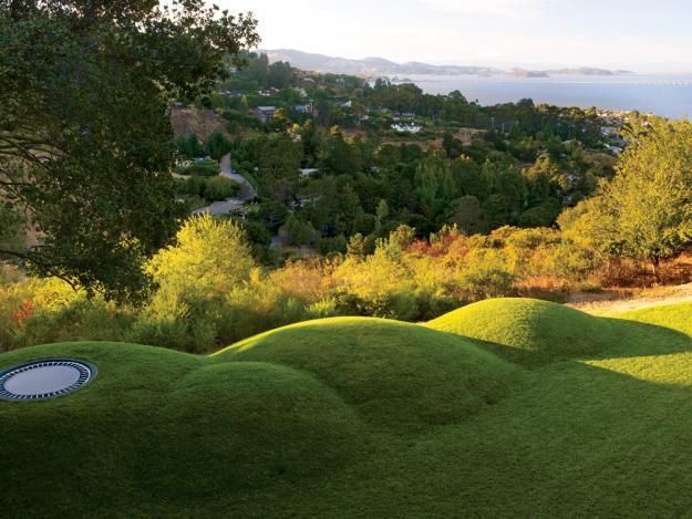 the grass mounds are made to look like they have been cut down