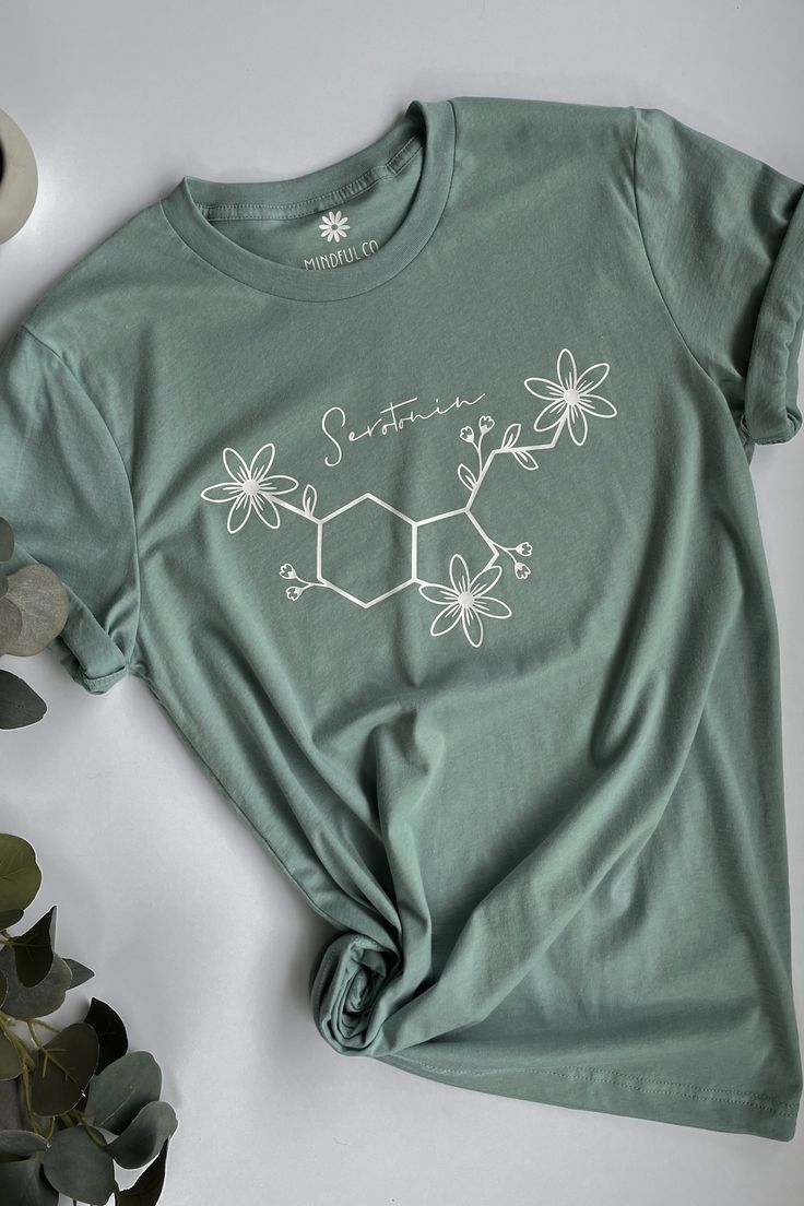 Serotonin Symbol Tshirt Stickers Stationery, T Shirt Painting, Painted Jeans, Shirt Print Design, Vinyl Shirts, Fall Clothes, Blue Tee, Blackbird, Embroidery Ideas