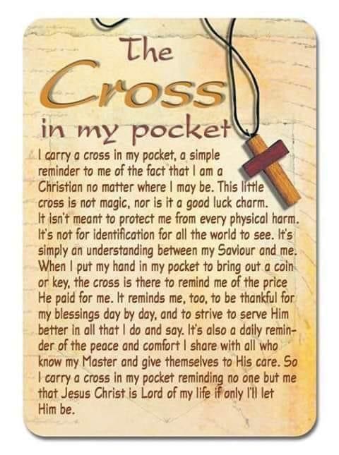 the cross in my pocket prayer card