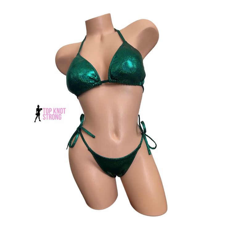 Emerald Green Bikini Posing Suit Fitted Tie-side Swimwear For Party, Green Fitted Tie-side Swimwear Bottom, Green Fitted Tie-side Bottom Swimwear, Posing Practice, Posing Suits, Competition Suits, Add Ons, Cool Suits, Emerald Green