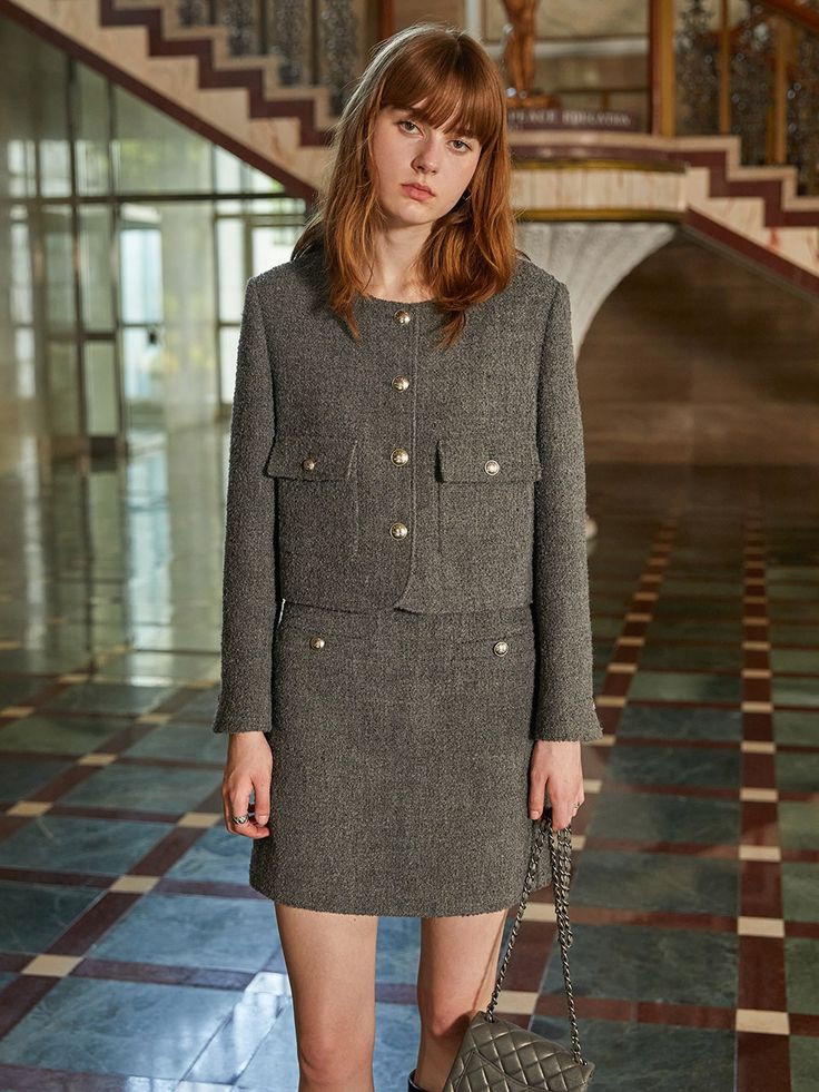 Editorâs notesThis is on&onâs tweed mini skirt. This is a tweed mini skirt with a three-dimensional texture. It features a clean design that works well for both formal and casual looks  making it a versatile item. The subtle metal buttons add a unique touch to elevate even the simplest outfits.- Suitable for both formal and casual looks- Can be paired with different styles to create various outfits- Matches well with the matching tweed jacket for a coordin Classic Tweed Skirt For Work, Classic Tweed Skirt For Formal Occasions, Chic Tweed Skirt Suit For Office, Classic Formal Tweed Skirt, Classic Tweed Dress For Office, Chic Tweed Skirt Suit For Work, Chic Office Tweed Mini Skirt, Elegant Tweed Mini Skirt For Winter, Elegant Mini Tweed Dress