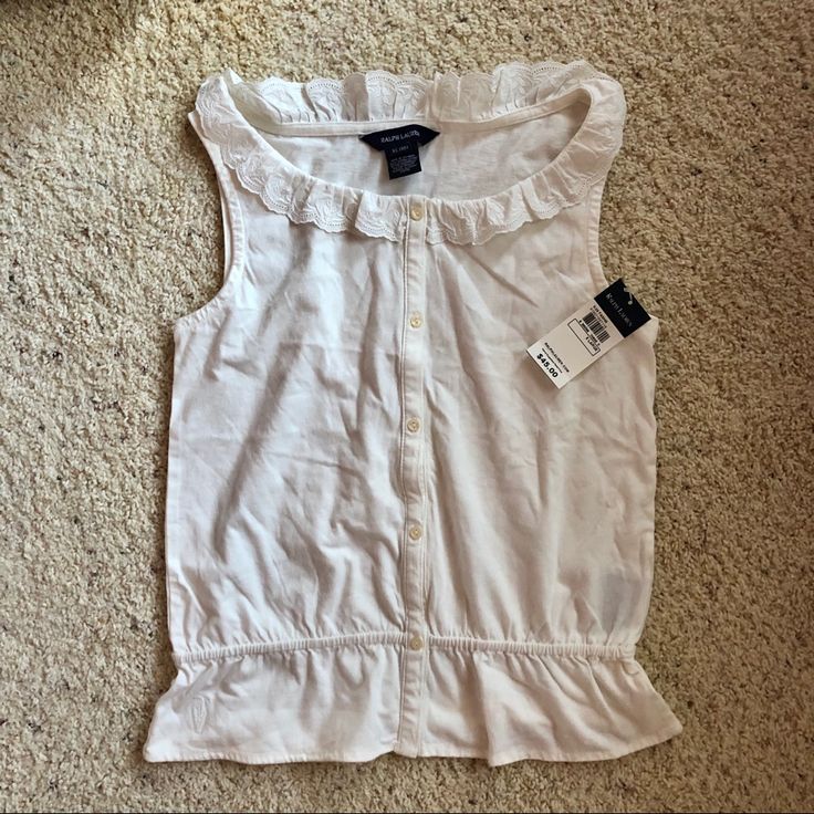 New With Tag, Size Xl Kids And Fits Like Xs/S Adult Women’s. White Ralph Lauren Summer Top, Ralph Lauren White Summer Top, White Cotton Ralph Lauren Top, Ralph Lauren White Top For Spring, Ralph Lauren Cotton Tops For Spring, Spring Ralph Lauren Cotton Top, Fitted Ralph Lauren Summer Tops, Summer Fitted Ralph Lauren Tops, Ralph Lauren Cotton Blouse For Spring