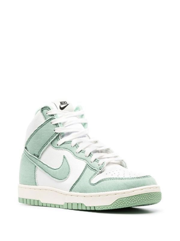 Nike Dunk High 1985 "Green Denim" Sneakers - Farfetch Nike Dunk High 1985, Dunk High 1985, Denim Sneakers, Cute Nike Shoes, Nike Dunk High, Dunk High, Hype Shoes, Cute Nikes, Swoosh Logo