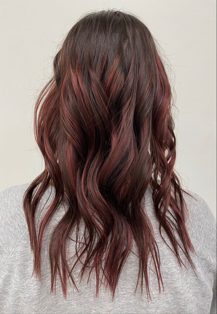 Burgundy balayage, red hair, balayage, hair inspo Burgundy Balayage Brunettes, Brown To Red Balayage, Brunette Red Balayage, Red Balayage Hair Brunettes, Balayage Red Hair, Red Hair Balayage, Balayage Red, Burgundy Balayage, Red Balayage Hair