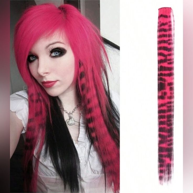 10 Pieces ... 18 Inch Scene Hair Extensions, Scene Hair Wig, Scene Queen Hair, Black Scene Hair, Long Black Scene Hair, Clip Ins, Pink Ladies, Black Pink, Hair