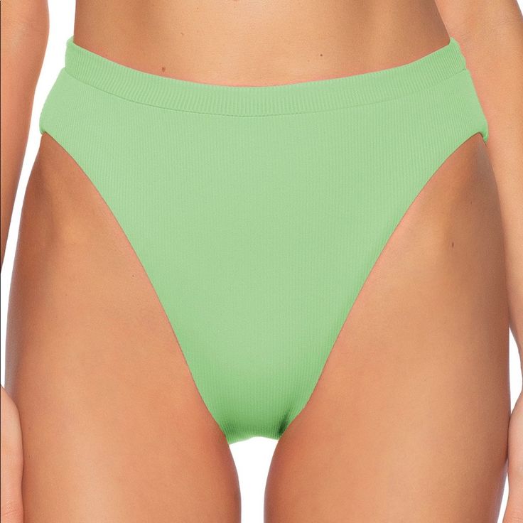 Color: Mint Danielle High Waist Brazilian Bikini Bottom With Ribbed Textured Fabrication And High Leg Cut, Offers Minimal Coverage. 92% Nylon, 8% Spandex Nwot Liner Intact Green Seamless Bottoms For Spring, Seamless Green Bottoms For Spring, Solid Ribbed Spring Swimwear, Fitted Green Ribbed Swimwear, Fitted Ribbed Green Bottoms, Ribbed Bottoms For Vacation, Black Hipster, Floral Tankini, Reversible Bikinis