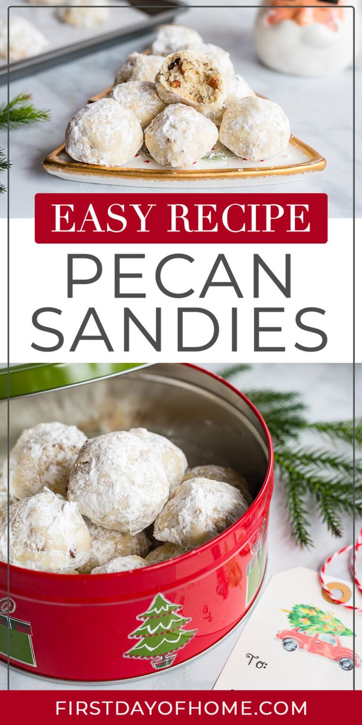 an easy recipe for pecan sandies that is perfect for the holidays and christmas season