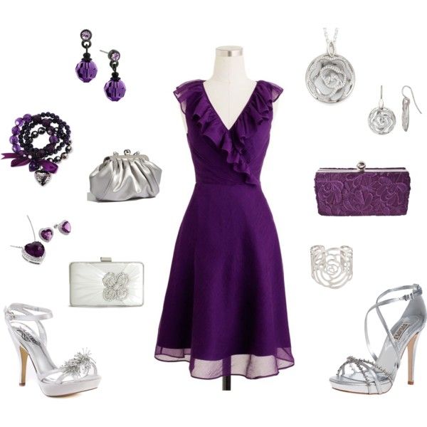 Purple dress Purple Dress With Silver Accessories, Purple Dress Accessories Jewelry, Purple Dress Accessories, Royal Purple Dress, Cute Date Outfits, Summer Closet, Winter Formal, Woman's Fashion, Event Outfit