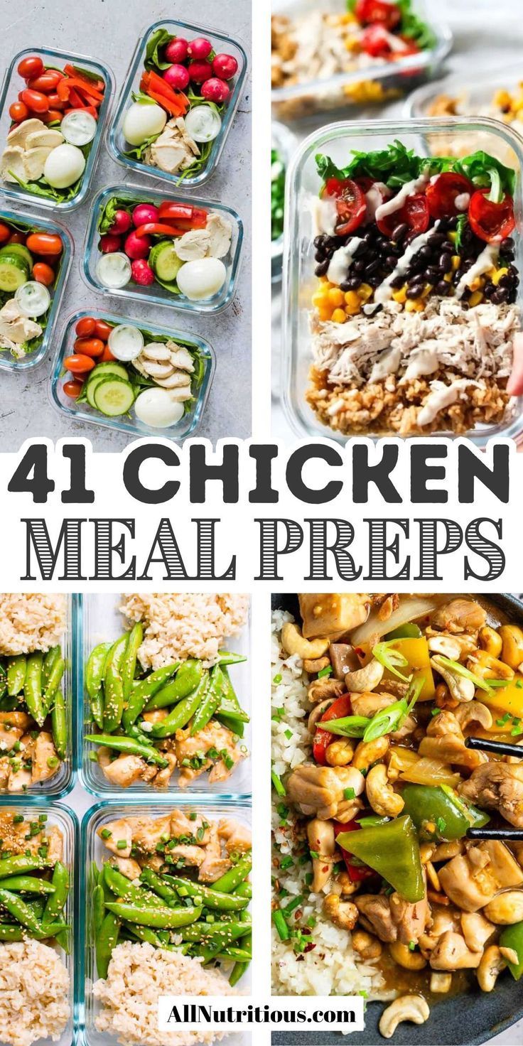 Simplify your week with easy chicken meal prep! These flavorful chicken dinners are perfect for meal prep for the week, making healthy eating a breeze. Enjoy a variety of tasty, prepped chicken meals ready to go whenever you need them!  ... less Healthy Chicken Meal Prep For The Week, Meal Prep Healthy Freezer Meals, Meal Prepped Dinners, Easy Meal Prep For The Week, Meal Prep Portion Size, Healthy Meal Prep For The Week, Healthy Chicken Meal Prep Recipes, Lunchables For Adults, Easy Chicken Meal Prep