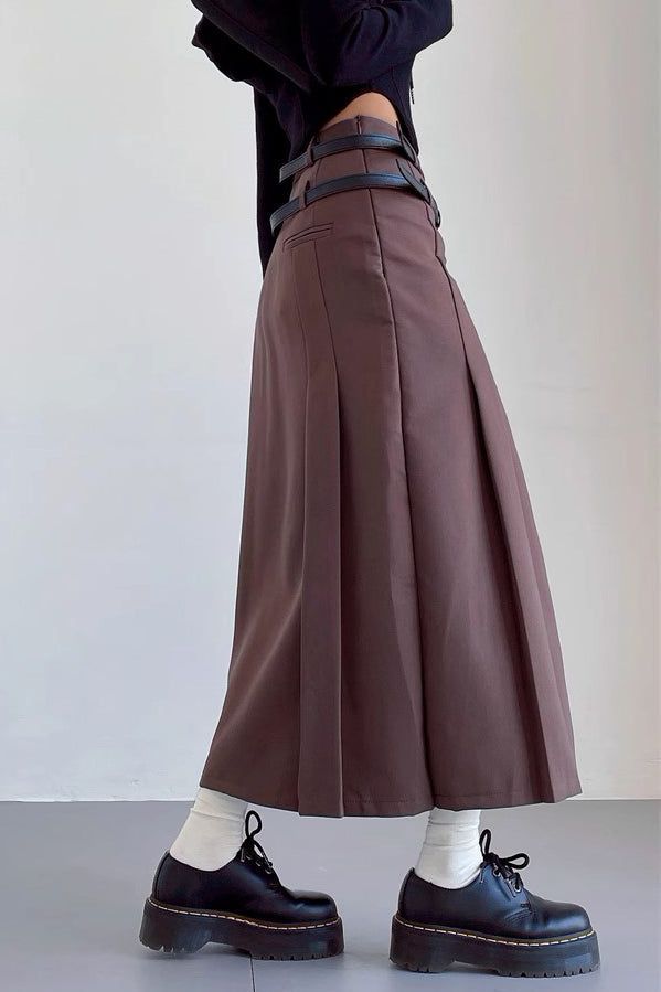 Item Type: SkirtMaterial: PolyesterShape: PleatedWaist: High WaistColor: Black. Coffee. GraySize: S.M.L Size(cm) Length Waist Hip S 84 64 87 M 85 68 91 L 86 72 95 High Waist Brown Maxi Skirt For Fall, Brown Pleated Midi Skirt For Work, Brown Pleated Skirt For Work, Brown Flared Skirt For Workwear, Brown Flared Skirt For Work, High Waist Brown Pleated Skirt For Fall, Brown Workwear Midi Skirt, Brown Long Pleated Skirt For Work, Brown Midi Skirt For Work