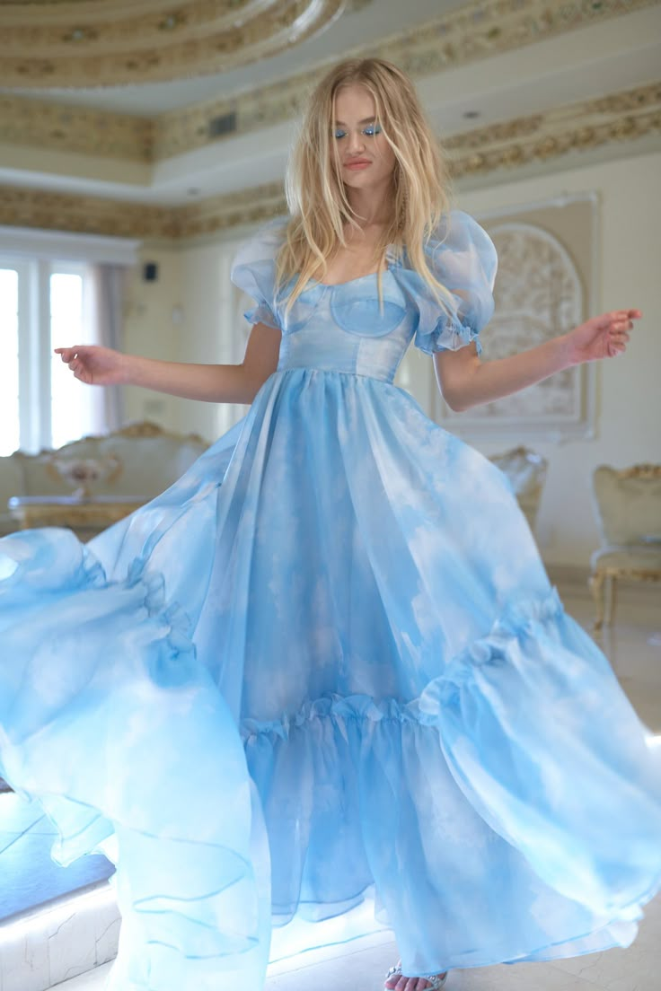 Head in the Clouds Ritz Gown Princess Evening Dress, Body Inspired, Dreamy Gowns, Princess Prom Dresses, Organza Skirt, Puff Dress, Head In The Clouds, Blue Evening Dresses, The Ritz