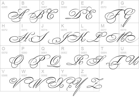 the upper and lowercase letters in cursive handwriting are all handwritten with black ink