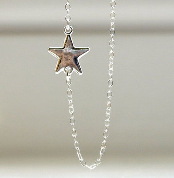 Sideways star necklace in silver Silver Star Charm Jewelry For Anniversary, Sterling Silver Star Jewelry In Silver, Sterling Silver Star Shaped Jewelry In Silver, Silver Jewelry With Star Charm For Anniversary, Silver Star Charm Necklaces, Silver Necklaces With Star Charm, Sterling Silver Star Necklace For Anniversary, White Gold Star Necklace In Sterling Silver, Sterling Silver Star Necklace In White Gold