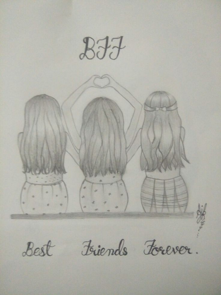 Bff Drawings Sketches Easy, 3 Bff Drawings Easy Cute, 3 Best Friend Drawings Sketches, Three Best Friends Drawing, 3 Friends Drawing, Bestie Drawings, Best Friend Drawing Sketches, Ideas For Besties, 3 Besties