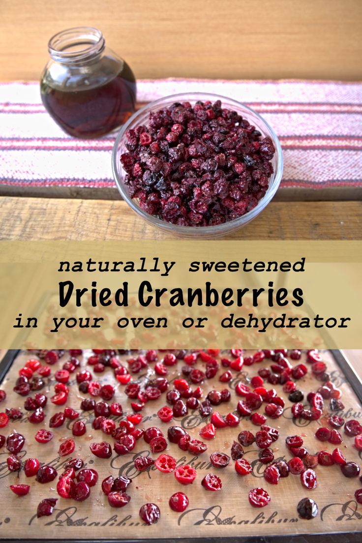 cranberries in a bowl next to a jar of dried cranberries