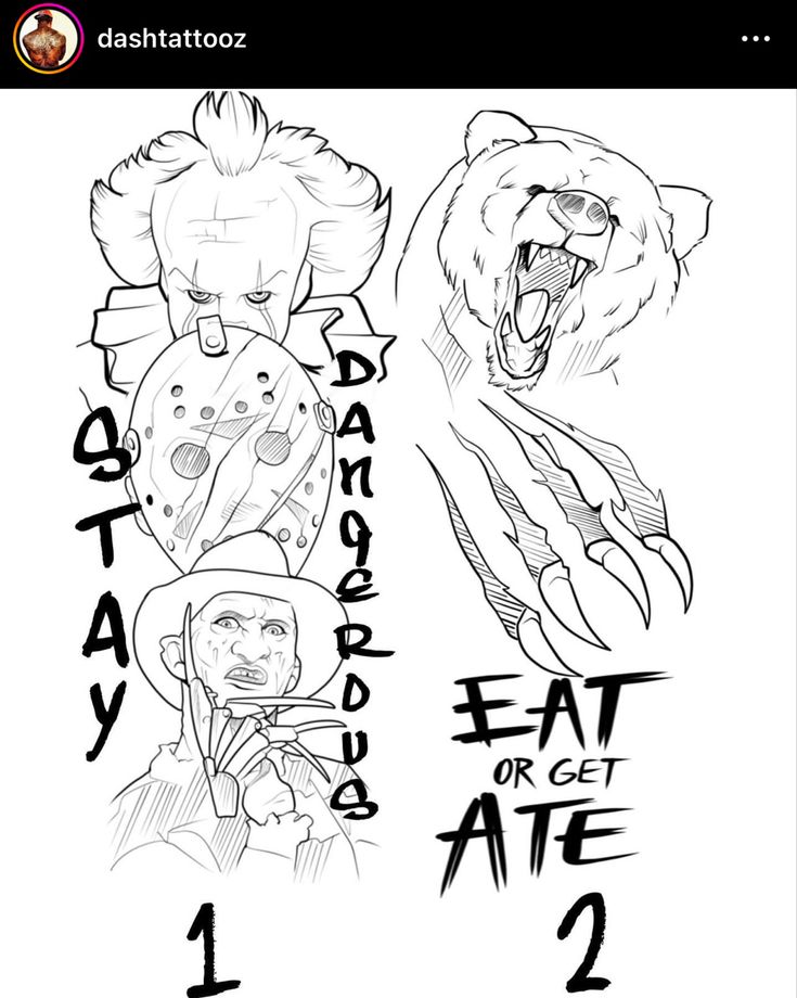 an image of some cartoon characters with the words danger and eat or get ate 2