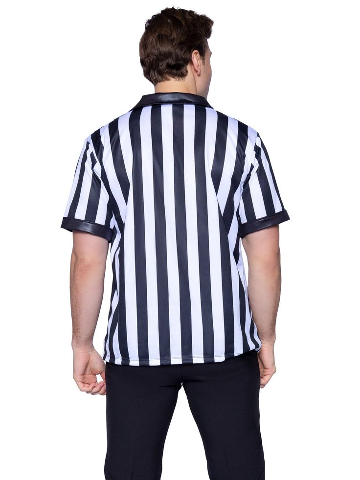 Be sure everyone at the party knows who the real shot-caller is in the 2 PC Referee Costume by Leg Avenue. This easy Halloween costume includes a v-cut collared striped shirt and whistle. PACKAGE INCLUDES: shirt, whistle FIT & STYLE: Relaxed fit and easy style make this a must-have costume look. MATERIALS/ CARE: Hand wash cold, Do not bleach, Drip dry, Do not iron OCCASION: This Referee costume for men is perfect for an easy Halloween costume and great for game day parties. COMPLETE THE LOOK: Fo Umpire Costume, Sport Themed Party, Men's Halloween Costumes, Fun Halloween Costumes, Referee Costume, Abba Costumes, Justice League Costumes, Cavewoman Costume, Australian Costume