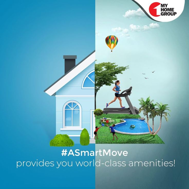 the advertisement for smart move provides you world - class amentities with an image of a woman running in front of a house