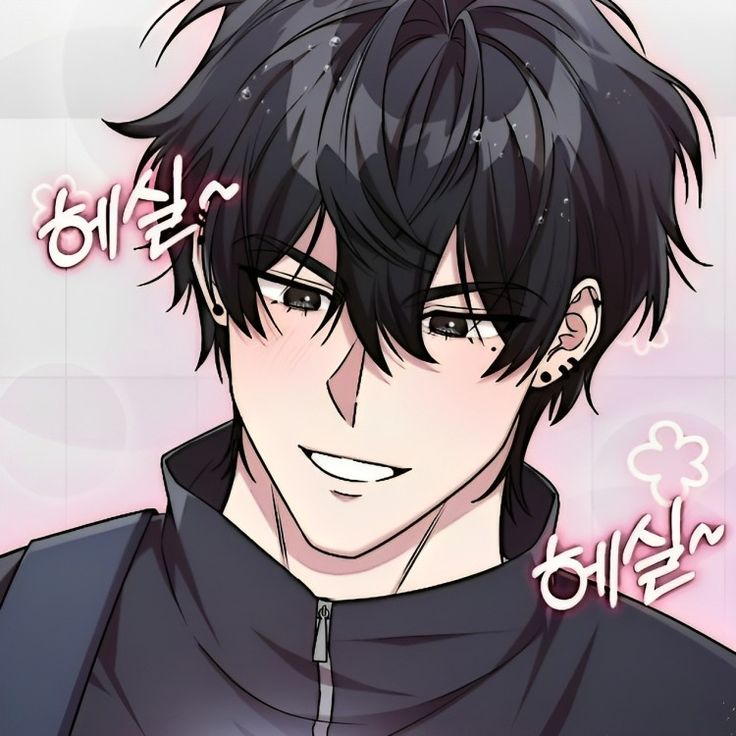 an anime character with black hair and glasses