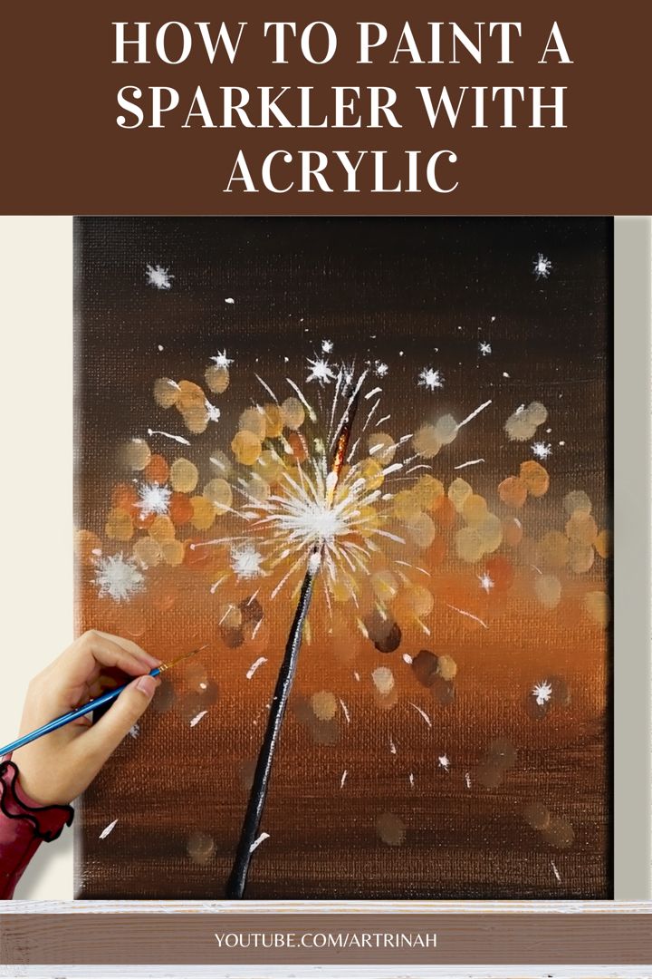 someone is painting a sparkler with acrylic on the side of a canvas