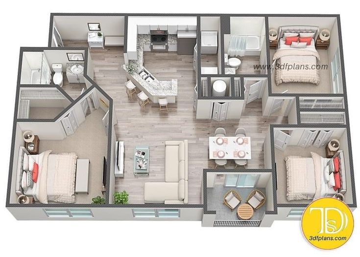 the floor plan of a two bedroom apartment with an attached kitchen, living room and dining area