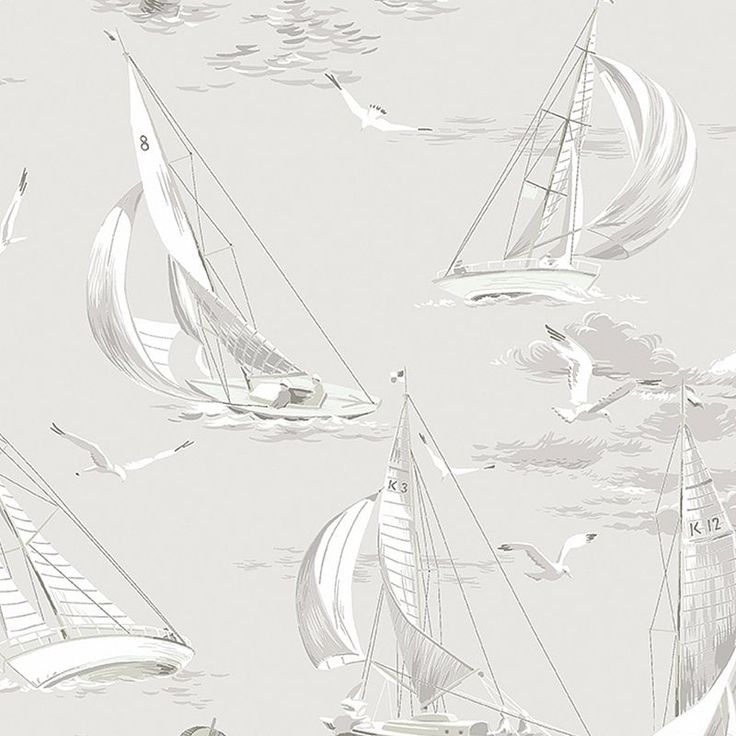 View 8855 Sailboats Grey by Borastapeter Wallcovering Affordable Wallpaper, Sailboat Racing, Styl Hampton, Nautical Wallpaper, Nautical Wall, Wallpaper Direct, Grey Wallpaper, Grey Tones, Sailboats