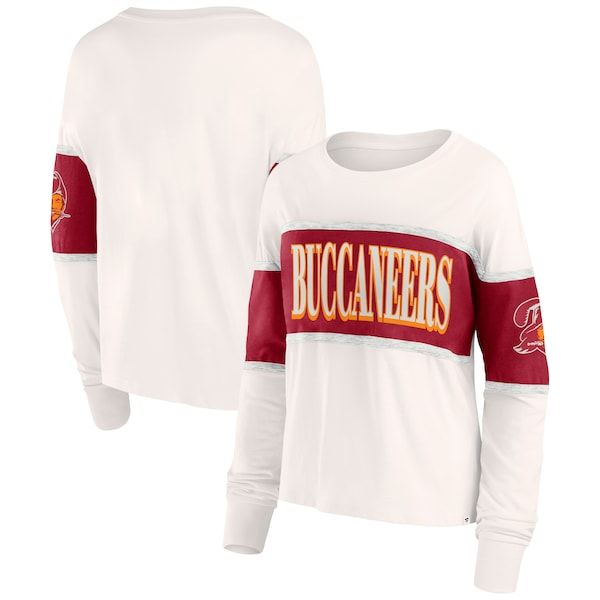 Add some vintage flair to your Tampa Bay Buccaneers game day look with this Fanatics Antique Block Long Sleeve T-Shirt. Sewn-in, contrast-color panels across the torso and sleeves create a retro athletic look, while throwback team graphics printed on the sleeves enhance the retro appeal. This vintage-inspired tee is a must-have for any Bucs fan looking to add some old-school flair to their game day wardrobe. Athletic Looks, Uniform Design, Tampa Bay Buccaneers, Tampa Bay, White Nikes, Online Retail, Game Day, Womens Clothing Tops, Contrasting Colors