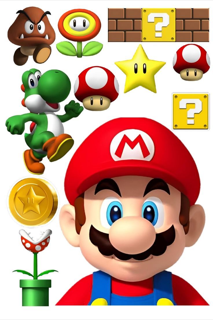 an image of mario's super mario bros character with many other characters in the background