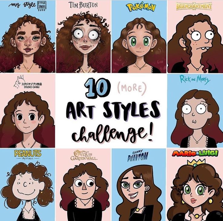 an image of cartoon characters with the words'30 more art styles challenge'on them