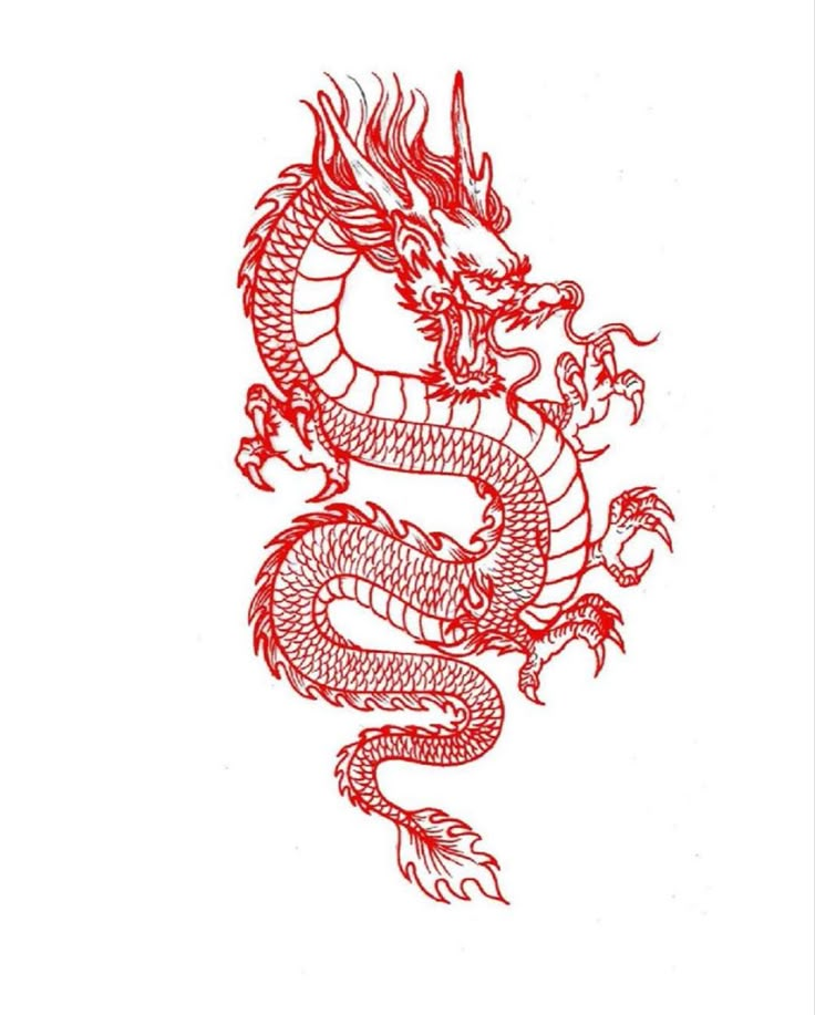 a red dragon tattoo design on a white background