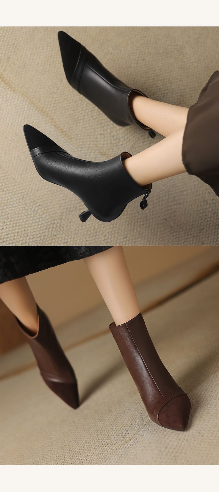 CHIKO Lennon Pointy Toe Kitten Heels Ankle Boots Office Heeled Boots With Contrasting Heel And Round Toe, Office Heeled Boots With Contrasting Heel Counter, Leather Heeled Boots With Padded Ankle For Office, Office Leather Heeled Boots With Padded Ankle, Leather Heeled Boots With Low Heel And Padded Ankle, Kitten Heel Ankle Boots, Chiko Shoes, Leather Items, Heeled Ankle Boots