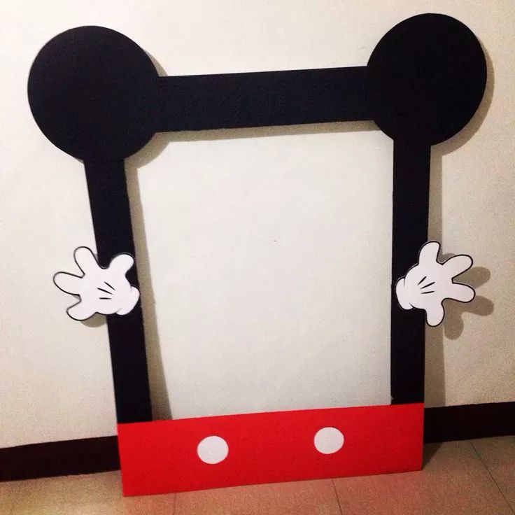 the mickey mouse frame is made out of cardboard