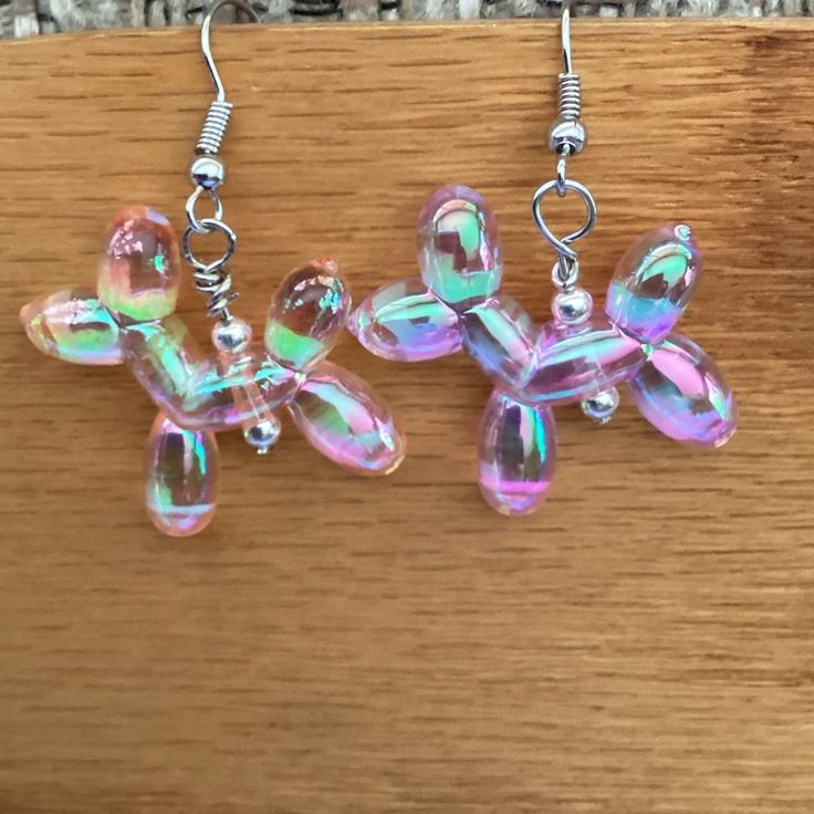 Light Weight Balloon Dog Earrings. Light Weight Plastic. Iridescent Clear With Pink, Purple, Green Tones. 1.5 Inches. Silver Ear Wires And Beads. Iridescent Hypoallergenic Earrings For Party, Balloon Dog Earrings, Balloon Jewelry, Outgoing Personality, Sid The Sloth, Funky Accessories, Bubble Earrings, Gravity Falls Fan Art, Beachy Jewelry