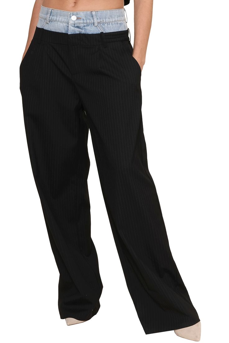 BLACK Modern Formal Long Pants, Modern Formal Long Bottoms, Baggy Long Pants For Formal Occasions, Modern Relaxed Fit Bottoms For Formal Occasions, Baggy Long Formal Pants, Black Tailored Wide Leg Pants, Black Baggy Bottoms For Formal Occasions, Baggy Straight Leg Dress Pants, Classic Baggy Pants For Formal Occasions