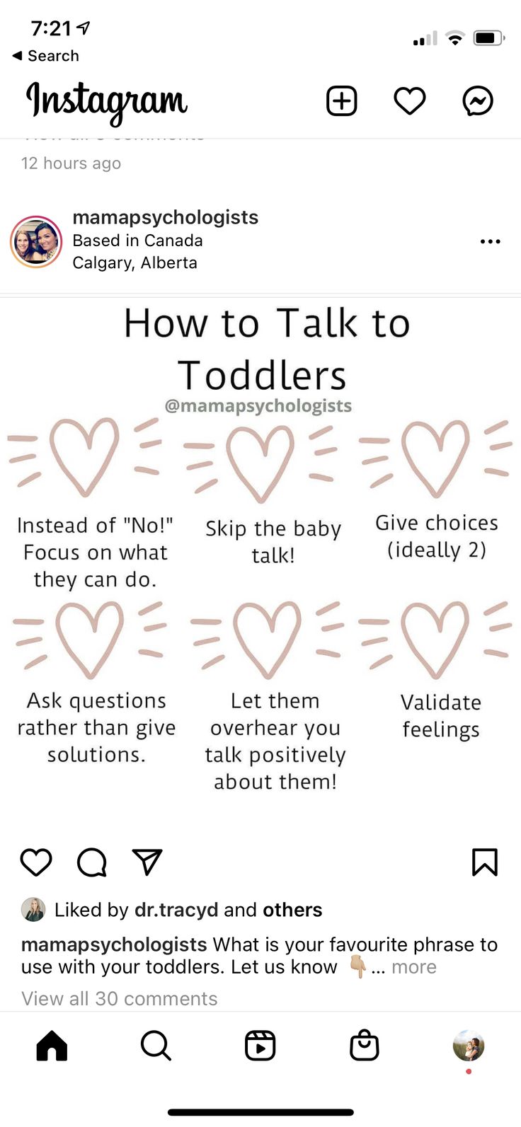 an instagram page with the words how to talk to toddlers written on it